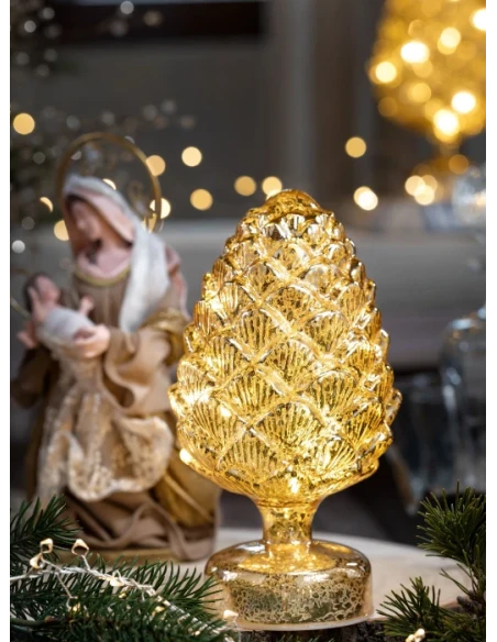 Henriette - Pine Cone with Lights - Gold
