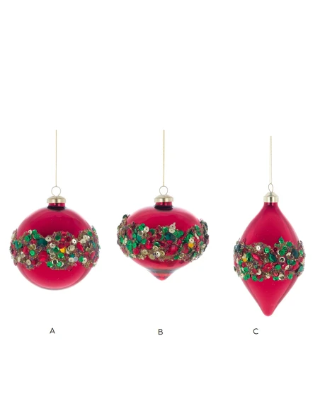 Blanc MariClò - Pallina di Natale Paillettes - Rosso