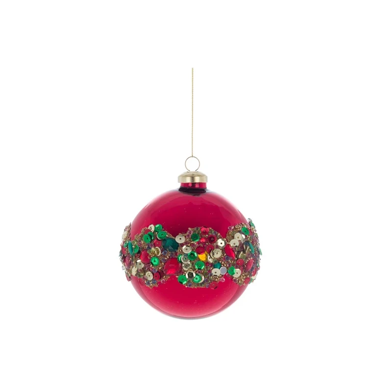 Blanc MariClò - Sequin Christmas Ball - Red