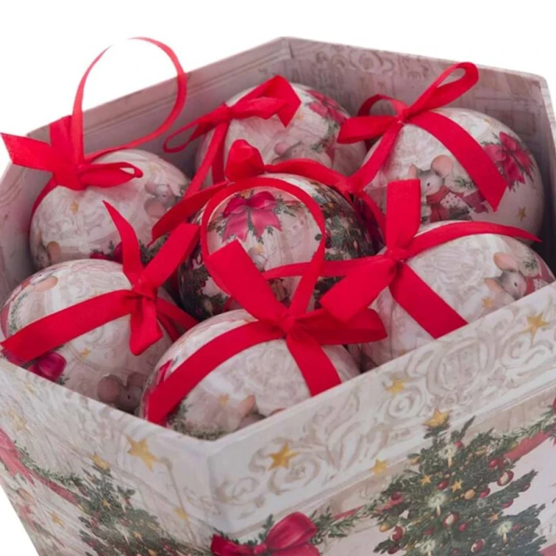 Blanc MariClò - Hexagonal Box with 14 Decorations