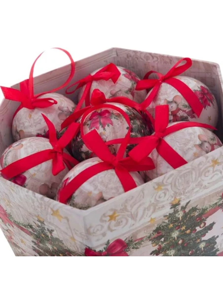 Blanc MariClò - Hexagonal Box with 14 Decorations