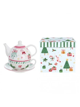 Blanc MariClò - Teapot / Cup with Saucer - Holly and Jolly