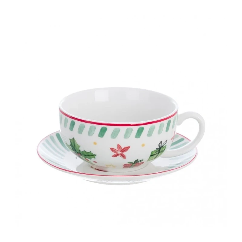 Blanc MariClò - Teapot / Cup with Saucer - Holly and Jolly