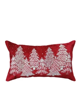 Blanc MariClò - Cuscino Ricamato con Perline - Alberi di Natale