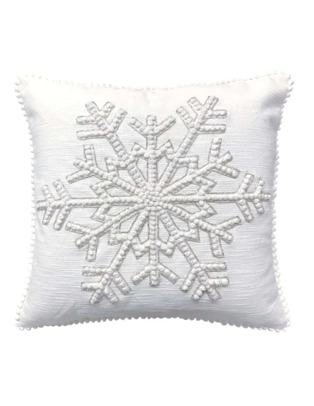 Blanc MariClò - Snowflake Embroidered Cushion - White