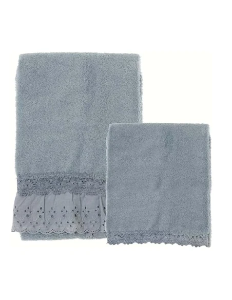 Blanc MariClò - Sangallo Ruffle Terrycloth Pair - Light Blue