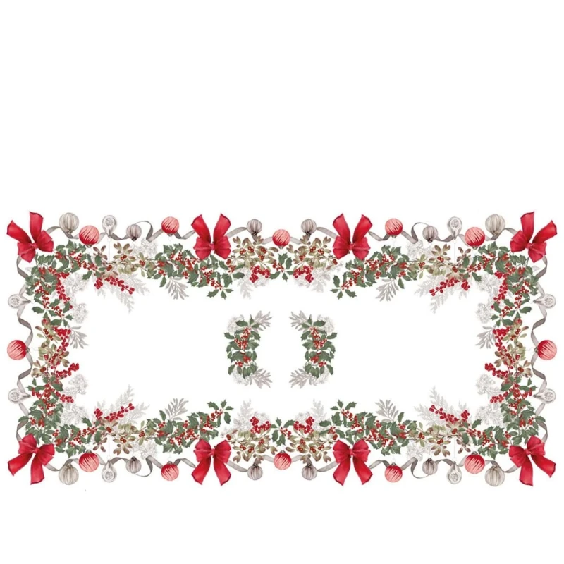 Blanc MariClò - Tovaglia con Gala Sinfonia Natalizia - 180 x 270 cm