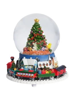 Henriette - Carillon Globo con Movimento - Albero di Natale e Trenino