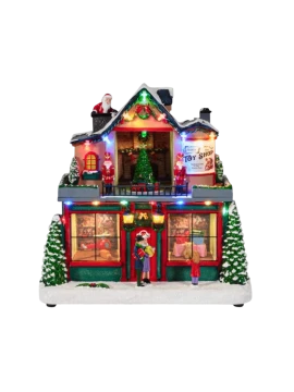 Henriette - Christmas Village Music Box with Lights and Movement - Toy Shop