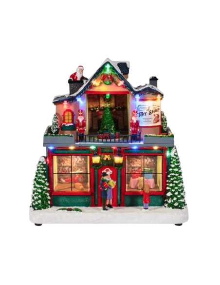 Henriette - Christmas Village Music Box with Lights and Movement - Toy Shop