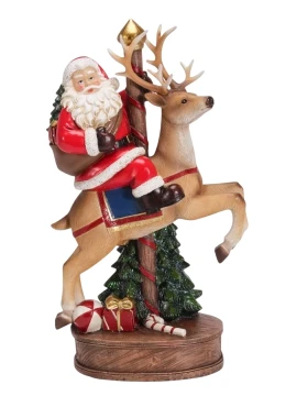 Henriette - Santa Claus on Reindeer Decoration - H 34 cm