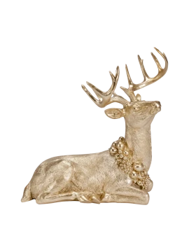 Henriette - Enchanted Forest Sitting Reindeer Ornament - Gold