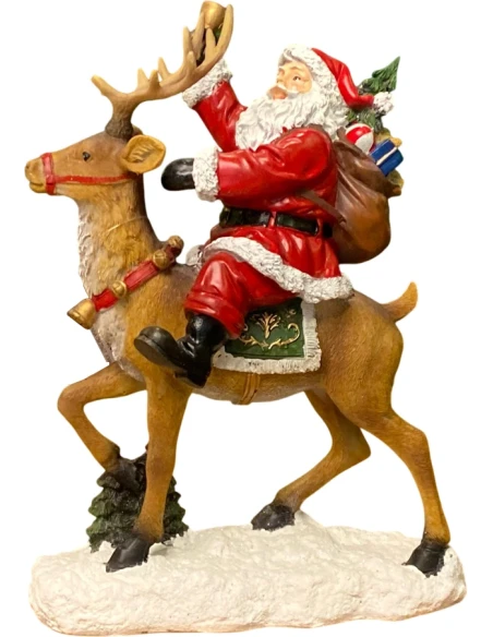 Henriette - Decorazione Babbo Natale su Renna - H 27 cm