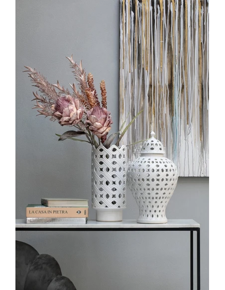 Henriette - Vaso in Ceramica Intrecci - Bianco