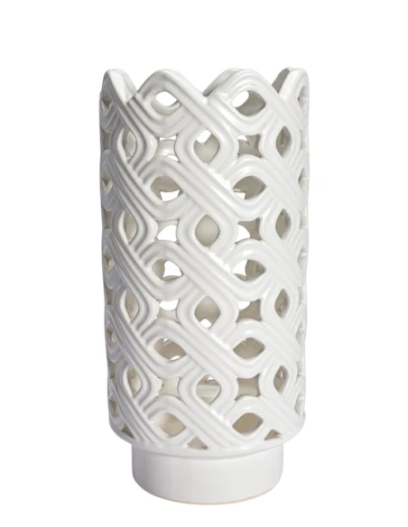 Henriette - Intrecci Ceramic Vase - White