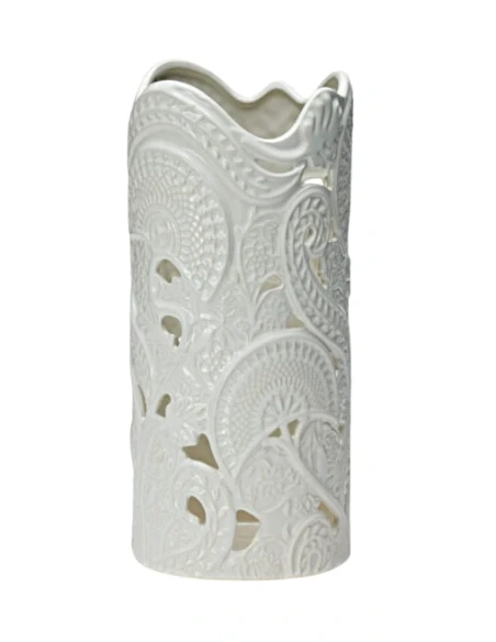 Henriette - White Cylindrical Vase - Lotus