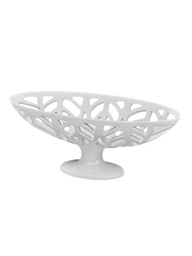 Henriette - Oval Footed Bowl Leaves - White