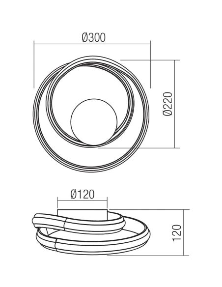 Redo Group - Torsion Lampada da Parete / Soffitto - Nero Opaco