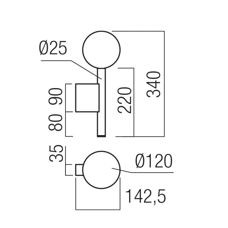 Redo Group - Bolla Lampada da Parete - Oro Opaco