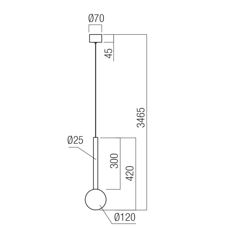 Redo Group - Bolla Lampada a Sospensione Singola - Oro Opaco