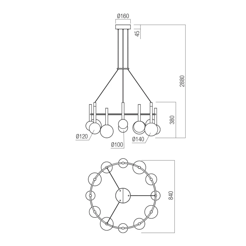 Redo Group - Bolla Lampada a Sospensione Circolare - Caffè
