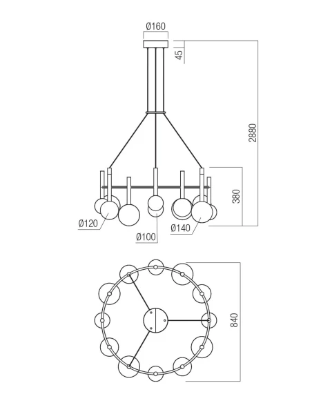 Redo Group - Bolla Lampada a Sospensione Circolare - Caffè