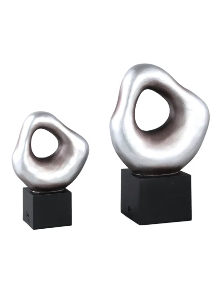 PTMD - Dolcey Sculpture on Base - Metallic Silver