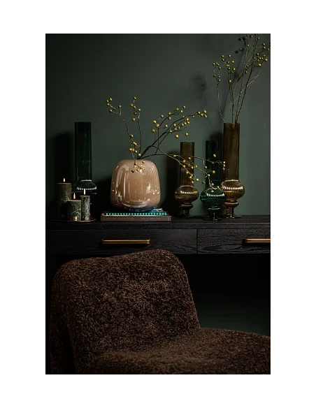 PTMD - Keala Round Ribbed Glass Vase - Amber