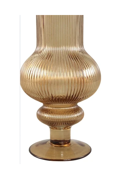 PTMD - Keala Round Ribbed Glass Vase - Amber