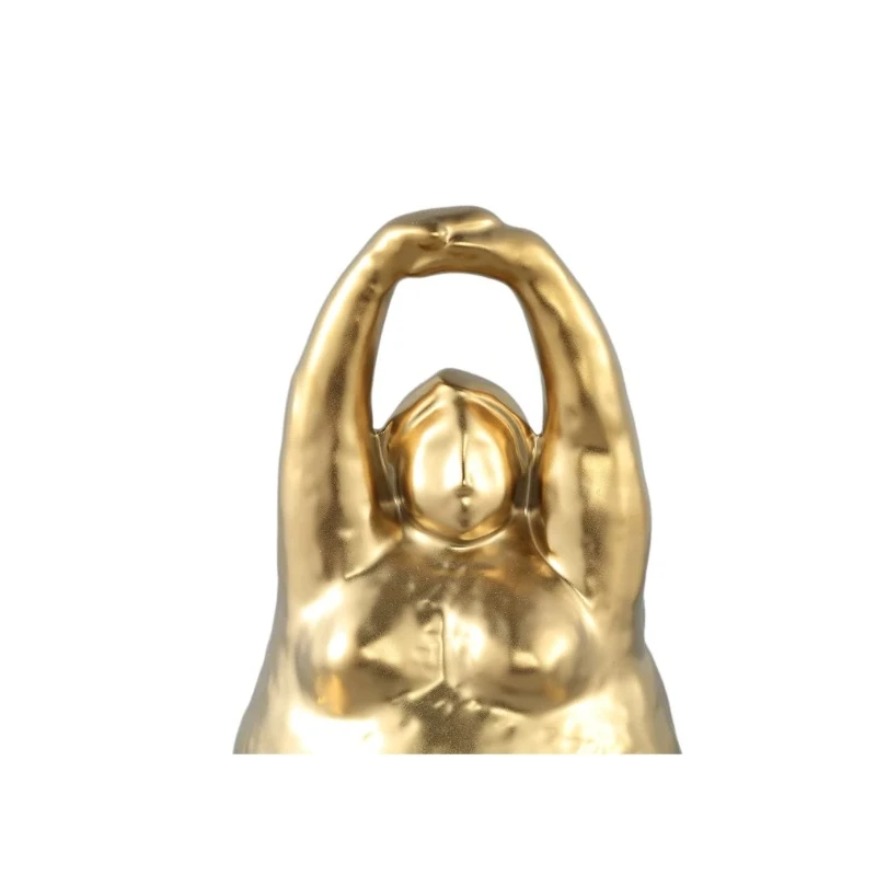 PTMD - Sculpture Woman Sitting on a Day - Golden Ceramic