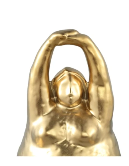 PTMD - Sculpture Woman Sitting on a Day - Golden Ceramic