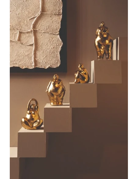 PTMD - Sculpture Woman Sitting on a Day - Golden Ceramic