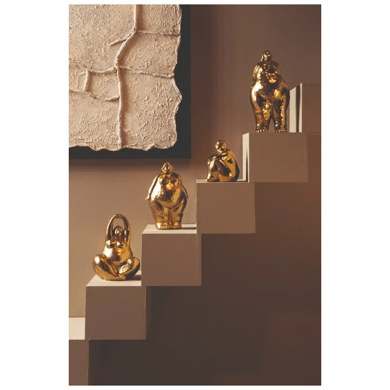 PTMD - Seated Woman Sculpture B Oday - Golden Ceramic