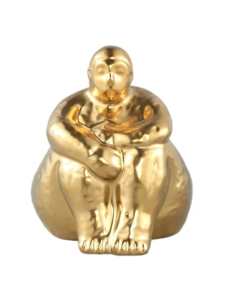 PTMD - Seated Woman Sculpture B Oday - Golden Ceramic