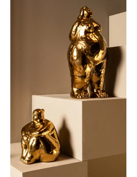 PTMD - Scultura Donna Alzata B Oday - Ceramica Dorata