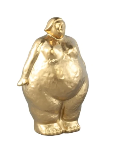 PTMD - Standing Woman Sculpture B Oday - Golden Ceramic