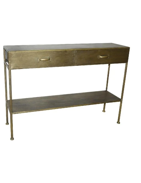 PTMD - Console Table with 2 Drawers - Gold Metal