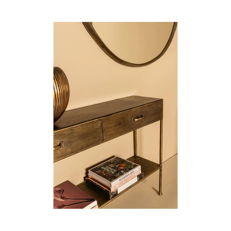 PTMD - Console Table with 2 Drawers - Gold Metal
