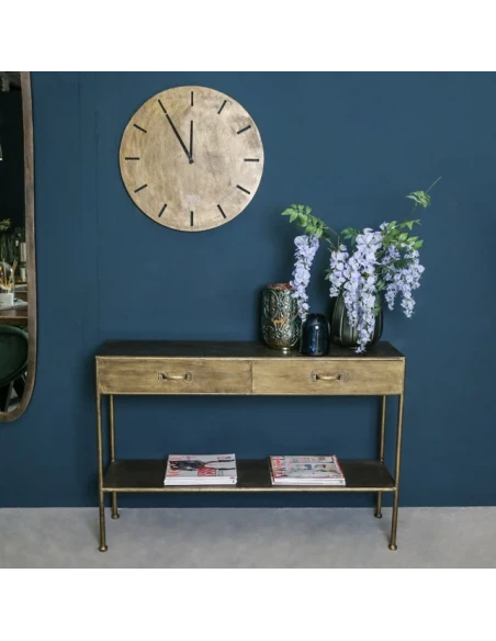 PTMD - Console Table with 2 Drawers - Gold Metal