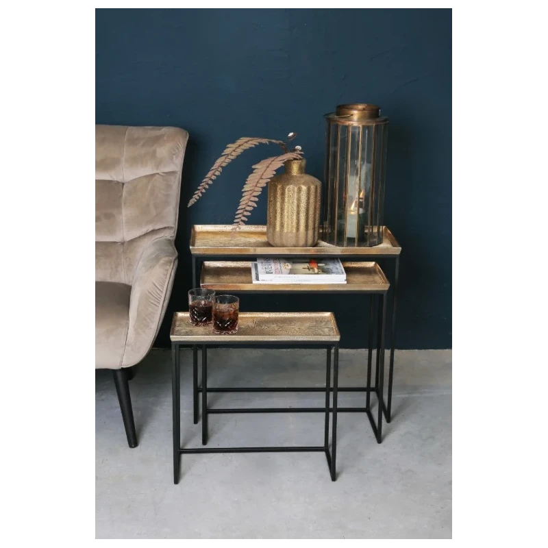 PTMD - Set of 3 Daan Coffee Tables - Gold / Black