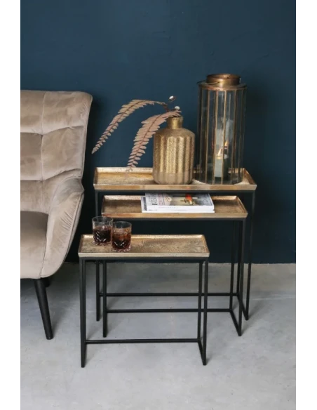 PTMD - Set di 3 Tavolini Daan - Oro / Nero