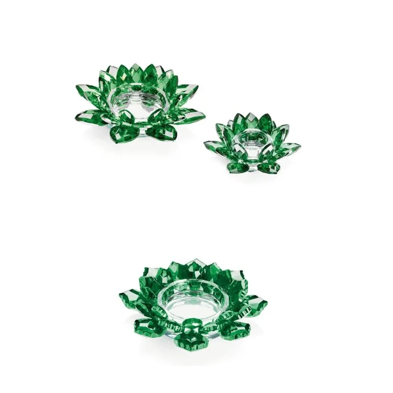 Ottaviani - Crystal Flower Candlestick - Green