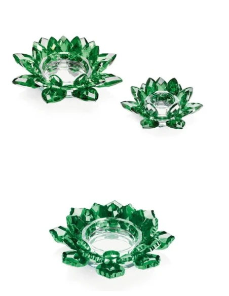 Ottaviani - Crystal Flower Candlestick - Green