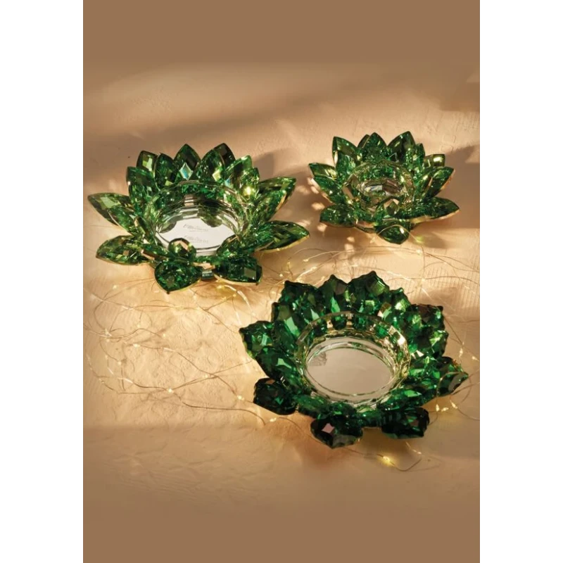 Ottaviani - Crystal Flower Candlestick - Green