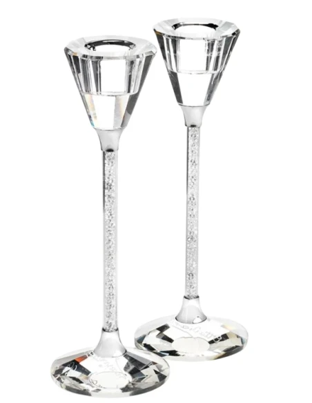 Ottaviani - Pair of Crystal Candlesticks - H 18 cm