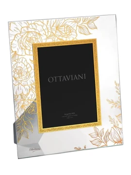 Ottaviani - Portafoto Cristallo Rose con Foglia Oro