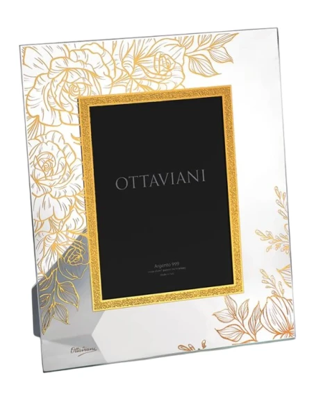 Ottaviani - Crystal Photo Frame Roses with Gold Leaf