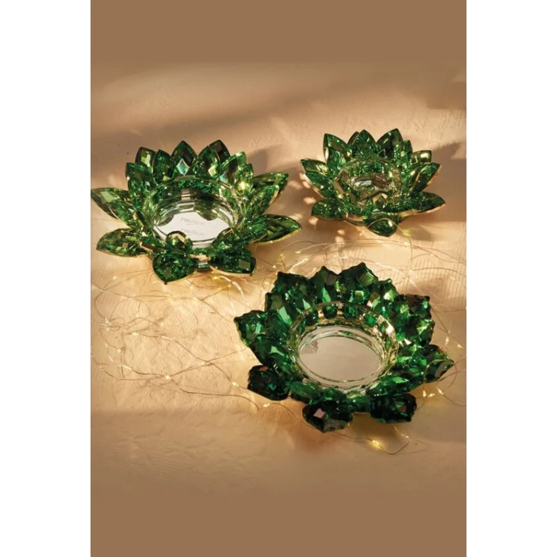 Ottaviani - Crystal Star Candlestick - Green