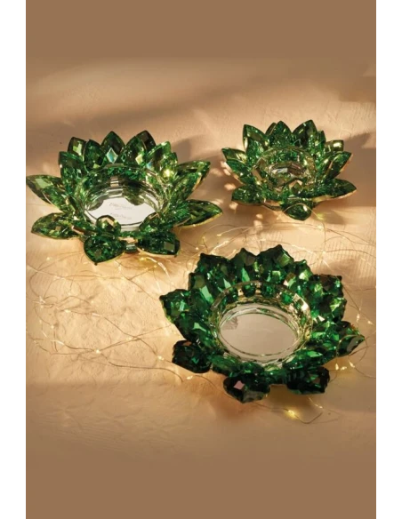 Ottaviani - Crystal Star Candlestick - Green