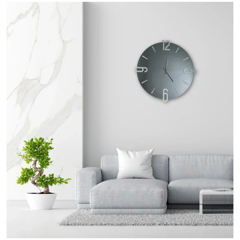 Ceart - Orologio da Parete a Specchio Alfa - Nero Fumè / Argento